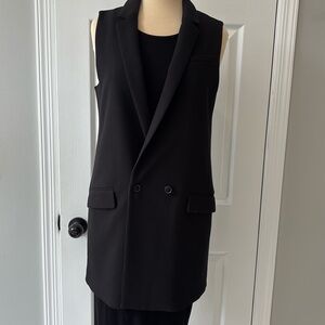 Banana Republic Black Double-Breasted Sleeveless Blazer